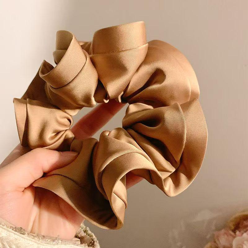 Korean Style Red & Blue Color Block Plaid Hair Tie – Cute Childlike Large Scrunchie