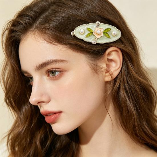 Hairpin Imitation Pearl Decor Enamel Small Hair Organizer Clip Side Bang Hair Pin Decorative Hair Accessories