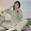 Women's Spring-Autumn Long Sleeve Cotton Pajama Set - Loose Fit, Plus Size, Outdoor-Ready Homewear.