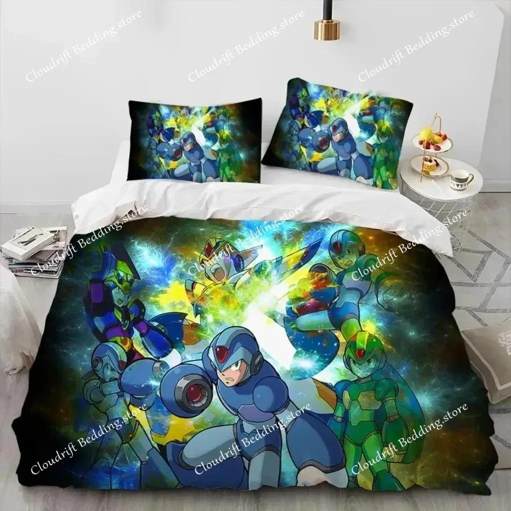 3D-Druck Rockman Megaman Spiel Cartoon Bettwäsche Set Jungen Mädchen Twin Queen Size Bettbezug Kissenbezug Bett Kinder Erwachsene026