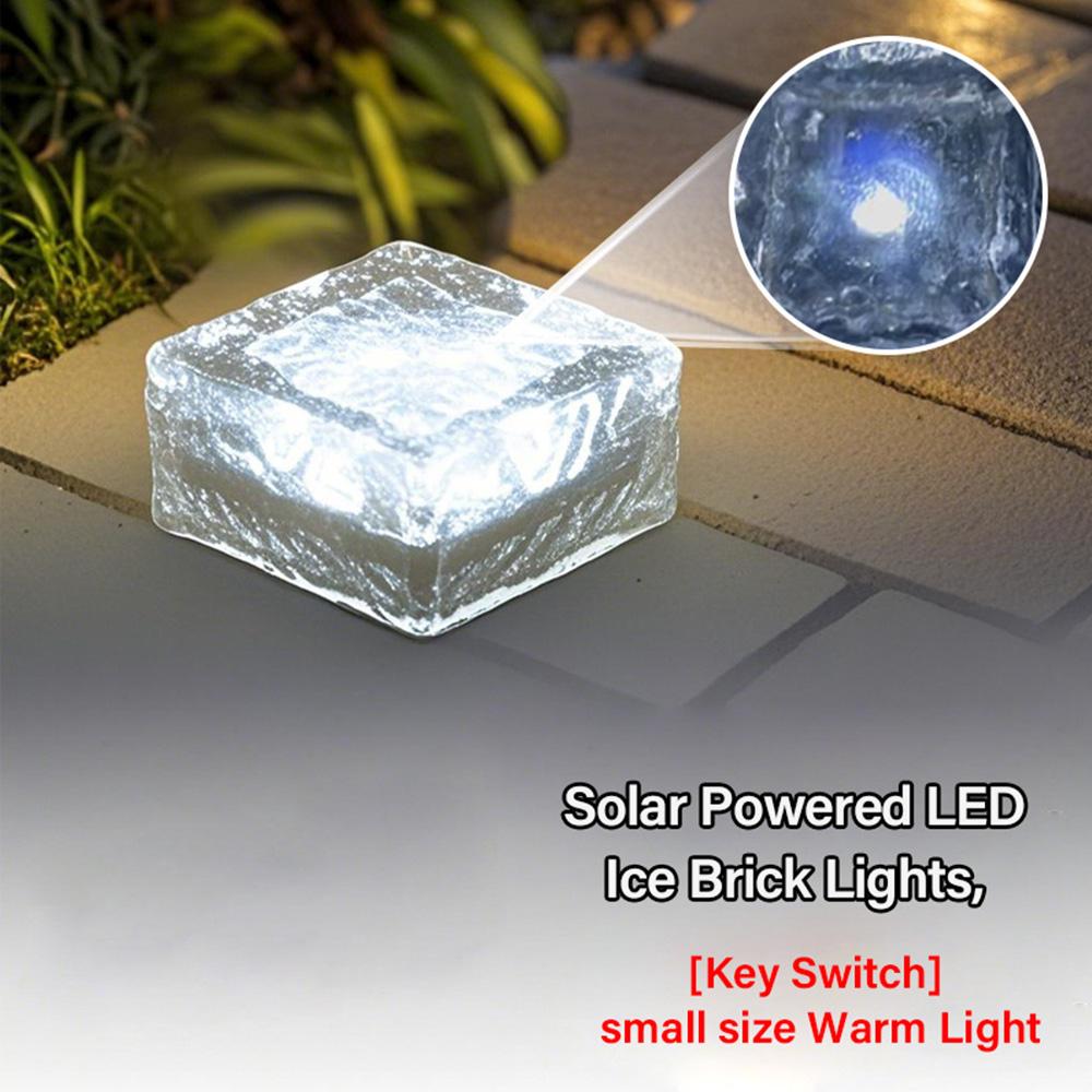IP68 Waterproof LED Outdoor Solar Power Ground Light LED Ice Brick Lamp Imitation Glass Yard Driveway Garden Decor Buried Light