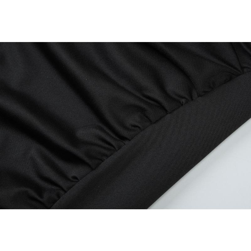 Dámské Sexy Hluboký Výstřih Dlouhý Rukáv Jednobarevné Spice Girl Móda Dvojitě Řasené Dlouhé Šaty