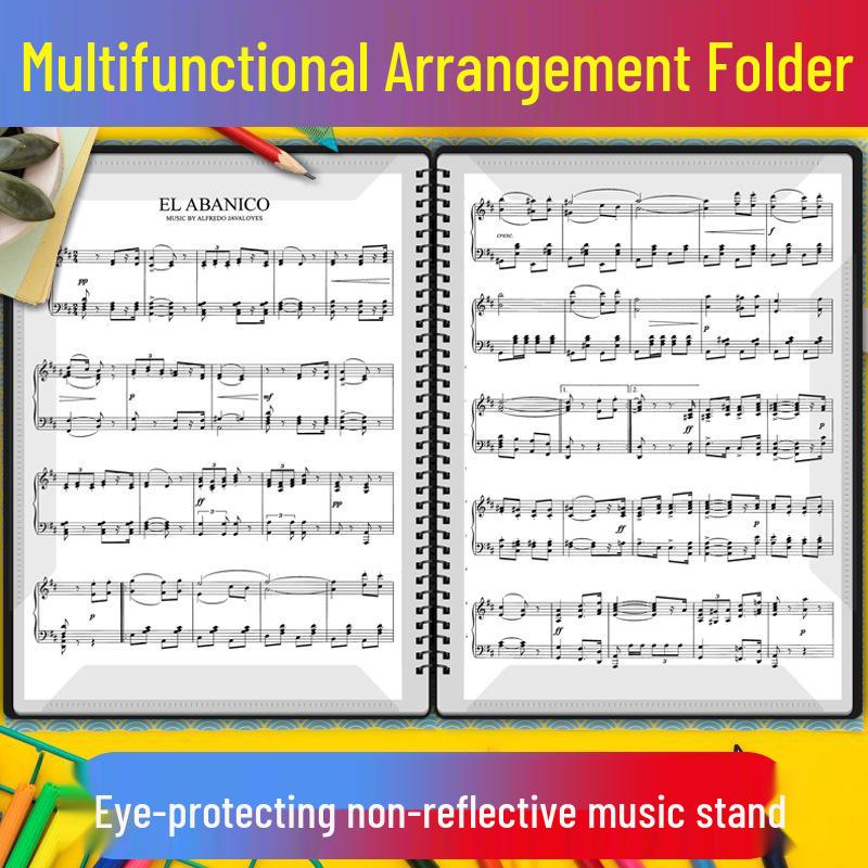 Non-Reflective Expandable Piano Sheet Music Folder with Transparent, Editable Covers