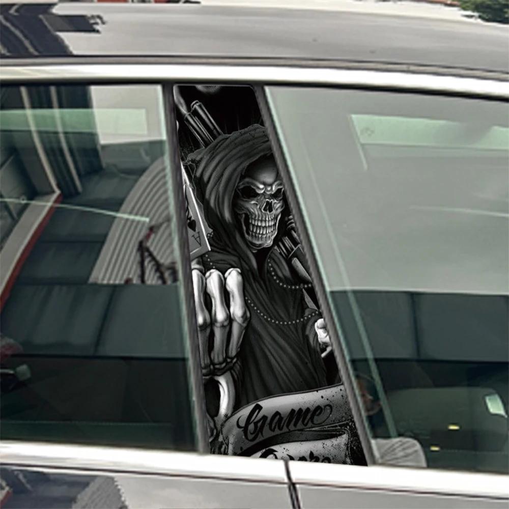 Devil Skeleton Samurai Skull Head Car B Pillar Sticker Waterproof Center Column Cover Scratches Sunscreen Car Accessories