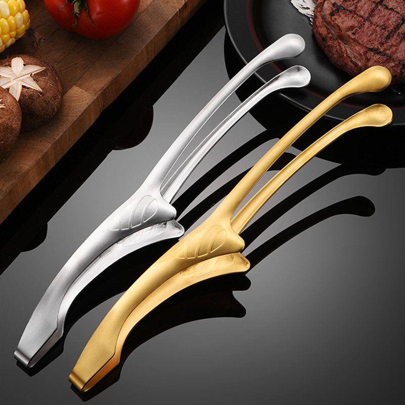 Korean Style Barbecue Clip 304 Stainless Steel Clip BBQ Clamp Roast Meat Shop Long Strawberry Clamp Barbecue Special Anti-Scalding Clip