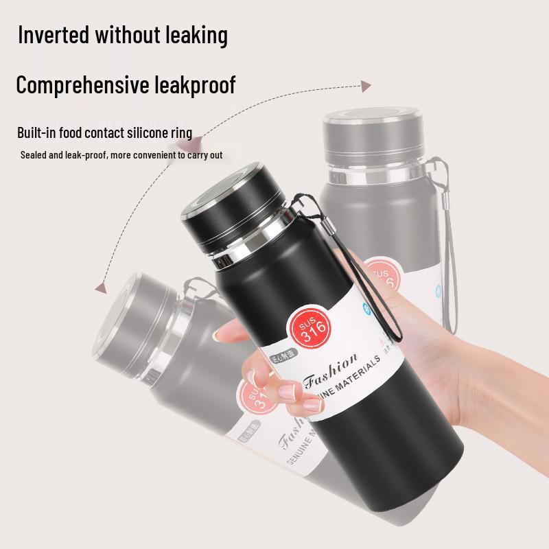 Premium 316 Stainless Steel Portable Sports Thermos with Tea Infuser and Lanyard