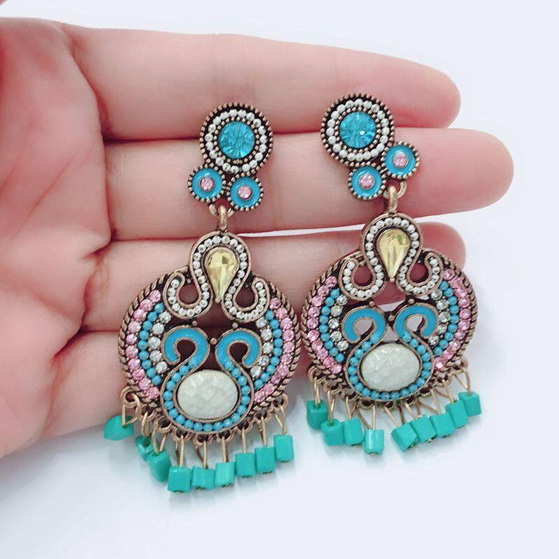 Ethnic Style Exaggerated New Bohemian Decorative Necklace Round Earrings