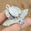 Natural Rainbow Moonstone Gemstone Pendant Owl 925 Sterling Silver For Girls