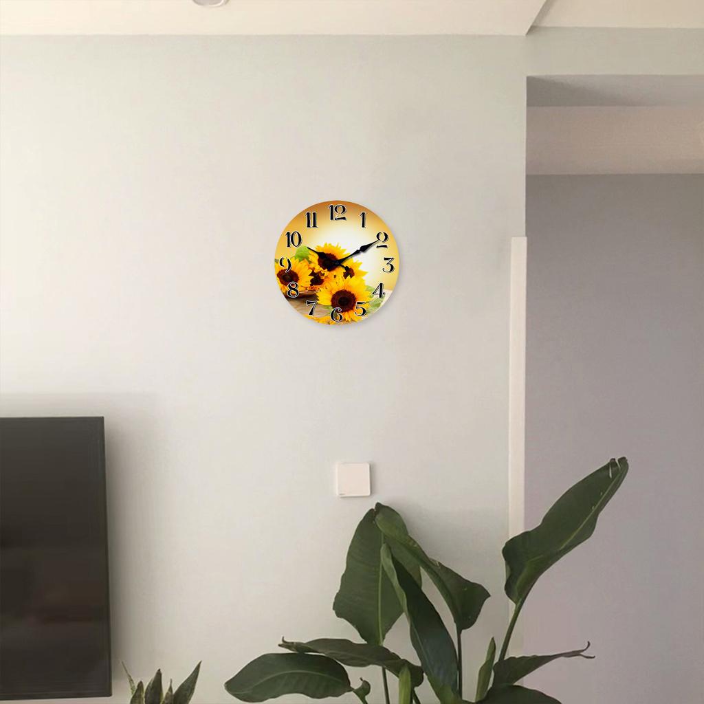 High-Quality Fashionable High-Quality Sunflower High-Quality Pattern High-Quality Wooden High-Quality Wall High-Quality Clock High-Quality For