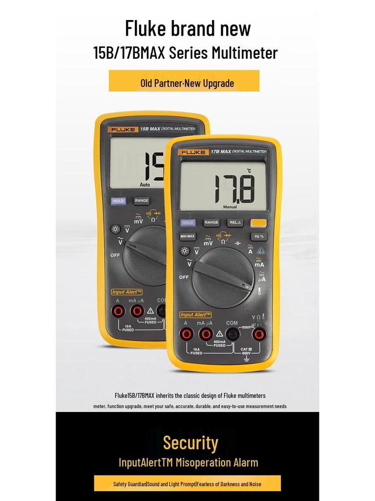 FLUKE F17B MAX Digital Handheld High-Precision Multifunctional Electrician's Multimeter