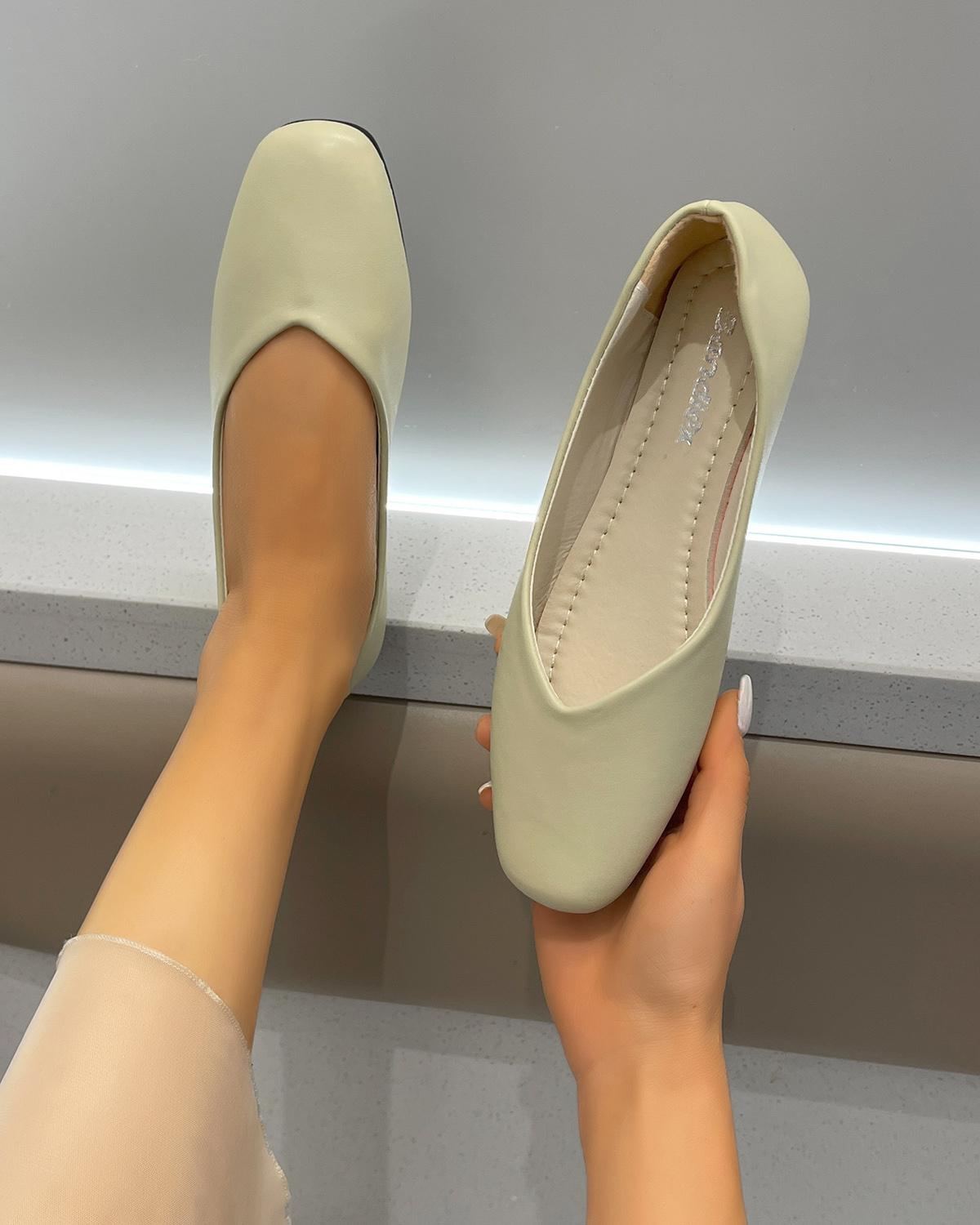 

2024 Весна Лето Модные Новые Повседневные Туфли На Плоской Подошве С Небольшим Носком Элегантные Простые Женские Туфли С Квадратным Носком На Низком Каблуке 42 зелёный