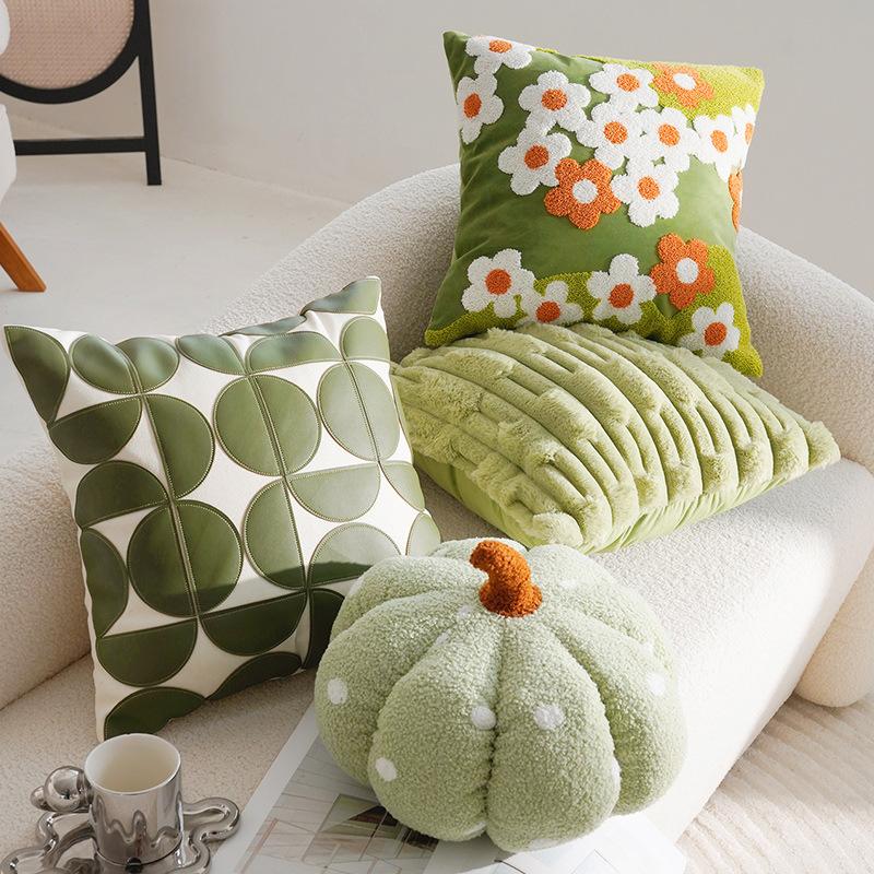 1pc, Daisy Floral Embroidered Throw Pillow Cover Cushion Pillow Case For Sofa Living Room, Home Decor Room Decor, Without Pillow Insert