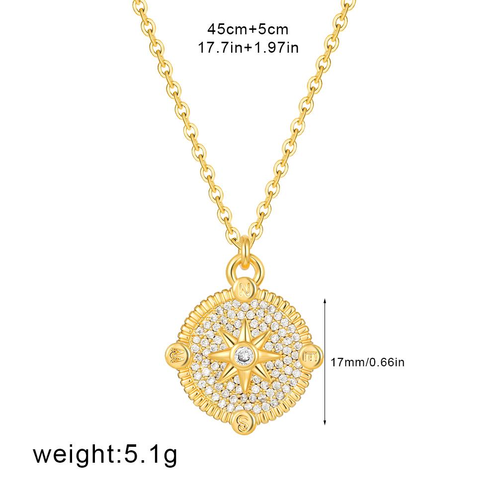 Personality Full with Cubic Zirconia Thick Star Circle Pendant Neckalce Versatile for Everyday Wear Stainless Steel Jewelry New