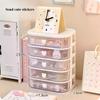 Desktop Storage Box Student Stationery Desk Multi-layer Organizer Clear Drawer with Cute Stickers Accessories Organizer Rack