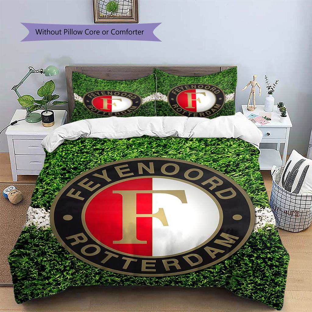 Biancheria da letto con motivo Feyenoord, Set piumone Copripiumone Federa Regalo di Compleanno per la Casa(1 * copripiumino + 2 * federa, senza nucleo)