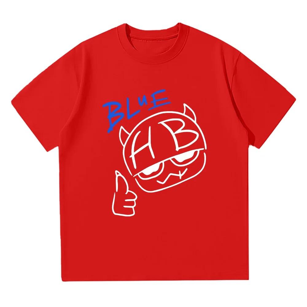Hannah Bahng Modré HB Tričko Pánské Dámské Bavlna Kvalita Trička s Krátkým Rukávem Pánská Móda Kreslená Grafika Nadměrné Vysoce Kvalitní Měkké