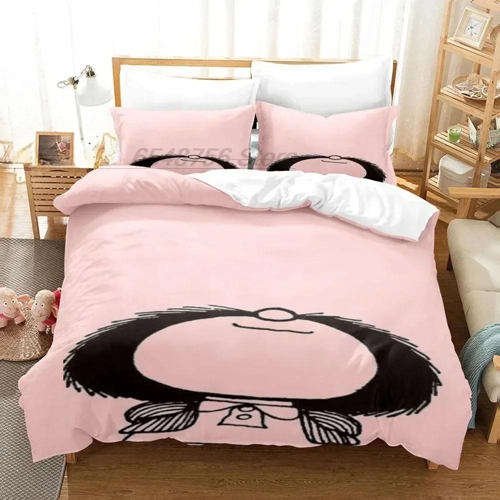 

3D Pinting Anime Mafalda Printed Bed Set Duvet Cover Pillowcase Bedding Set Bed Linen Sheet Quilt Cover Full Queen King Size 70x133cm 2pcs