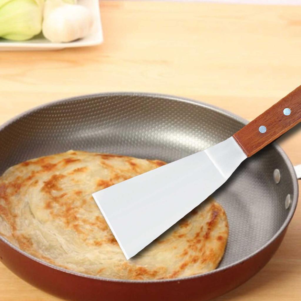 Küchengeräte Edelstahl Bratspatel mit Holzgriff Küchen Kochutensilien BBQ Schaufel Spatel Zubehör