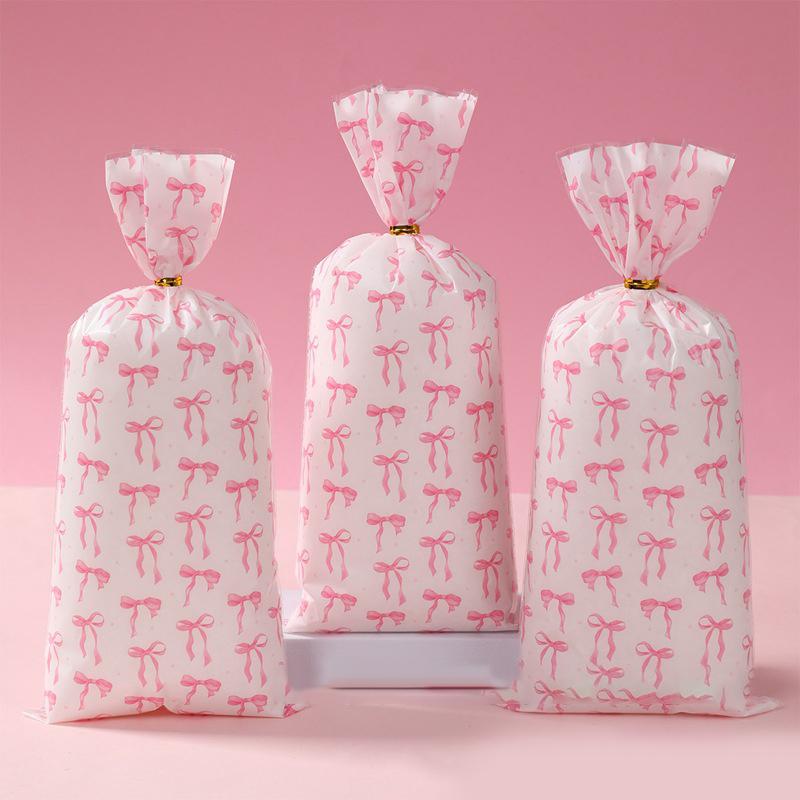 Bow Plastic Gift Bags Valentine'S Day Bow Candy Treat Bag Baby Shower Birthday Party Favor Candy Bags Wedding Party Supplies