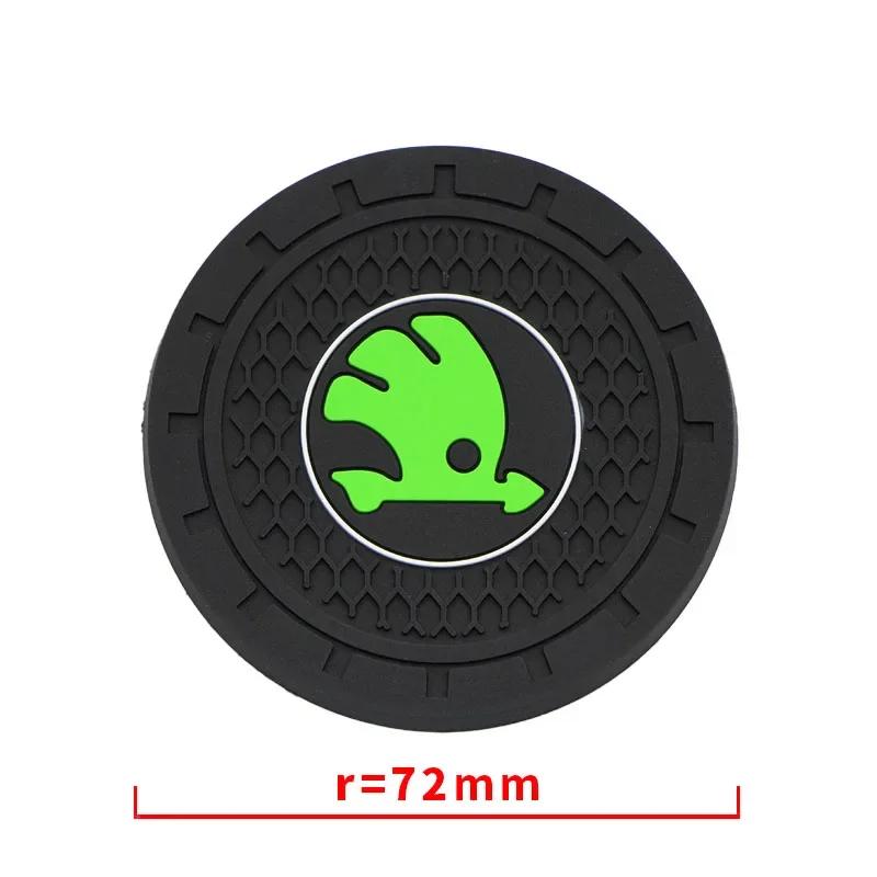 PVC 2pcs Car Cup Mat Anti-Slip Water Coaster Styling for Skoda Logo VRS Yeti Kodiaq Rapid Octavia Fabia Superb 2 3 Karoq Scala ahb422