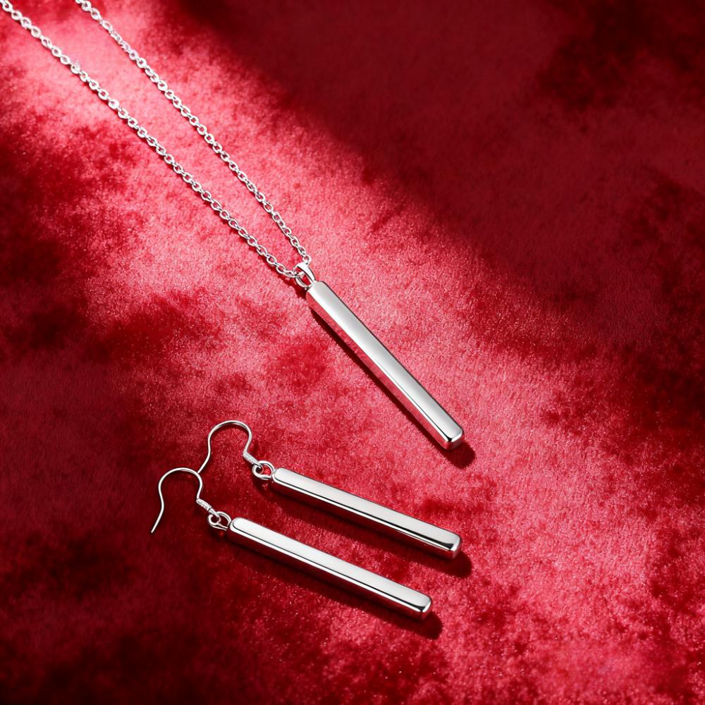 

New luxury Copper creative cuboid pendant necklace earring for women fashion jewelry sets Gift boutique accessories 60cm