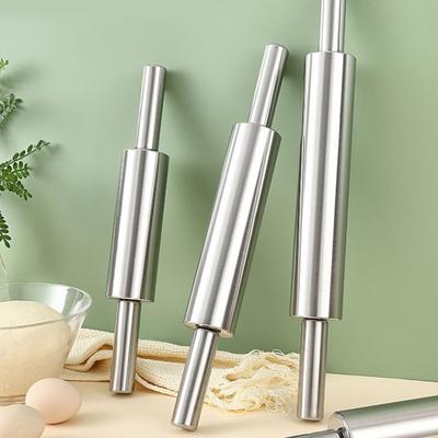 Stainless Steel Rolling Pin For Baking Pizzas Dough Preparation Roller Stick With Ergonomic Handle Kitchen Tool