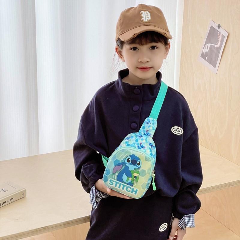 Stitch Cartoon Kids Coin Purse Chest Bag With Polyester Lining For Daily Outdoor Use