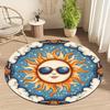 Sun Cartoon Style Theme Flannel-printed round floor mats are slip-resistant Suitable living room bedroom terrace garden carpets