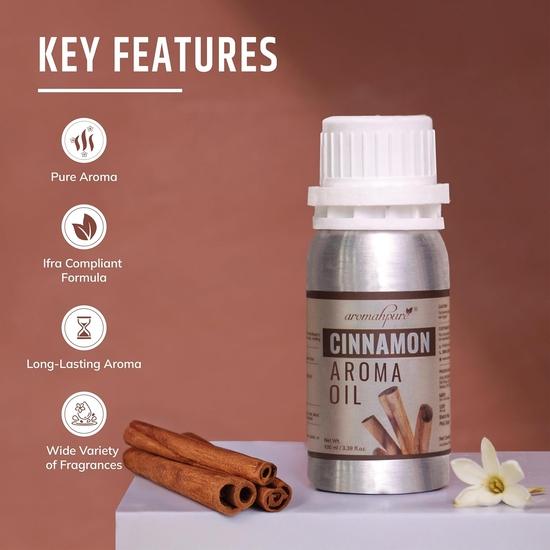 Aromahpure Cinnamon Aroma Oil | 100ml Undiluted & Natural | Long-Lasting Scent for Aromatherapy, Candle & Soap Making, Diffusers, Room Freshener