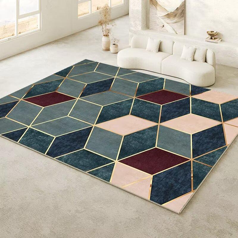 Modern Geometric Large Area Carpets for Living Room Simple Style Soft Washable Home Rug Bedroom Tatami Non-slip Baby Mat Flannel