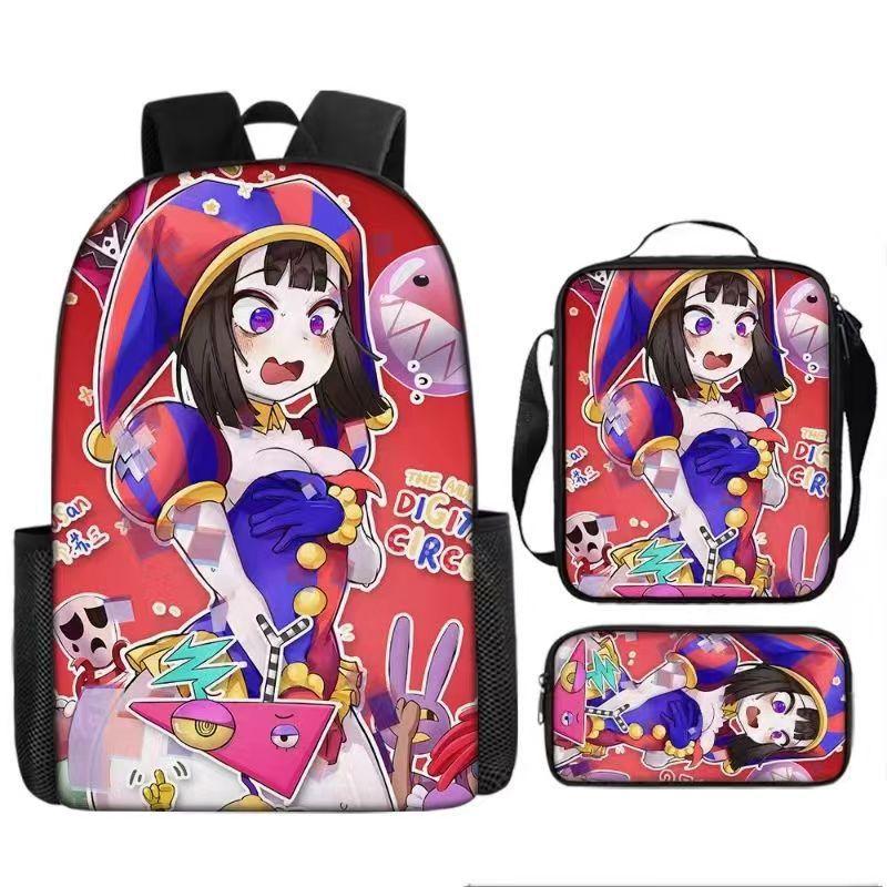 DER ERSTAUNLICHE DIGITALE ZIRKUS Rucksack-Set aus 3 Stück Großer Schulrucksack Reise-Tagesrucksack für Kinder Jugendliche Erwachsene