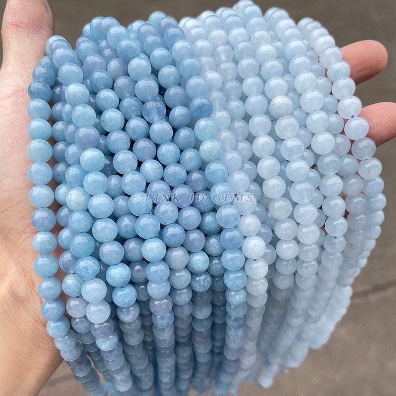 Natural Stone Sea Blue Chalcedony Beads Round Loose Spacer 6 8 10mm Pick Size For Jewelry Making Necklace Bracelet Accessory