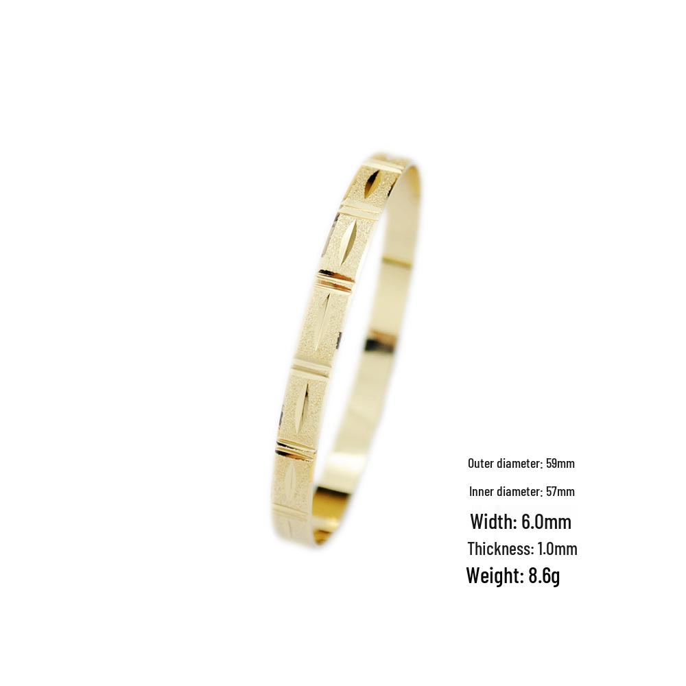 2024 Luxury Niche Brass-Plated Engraved Bracelet with Frosted Sandblasted Plain Ring and Coil Design