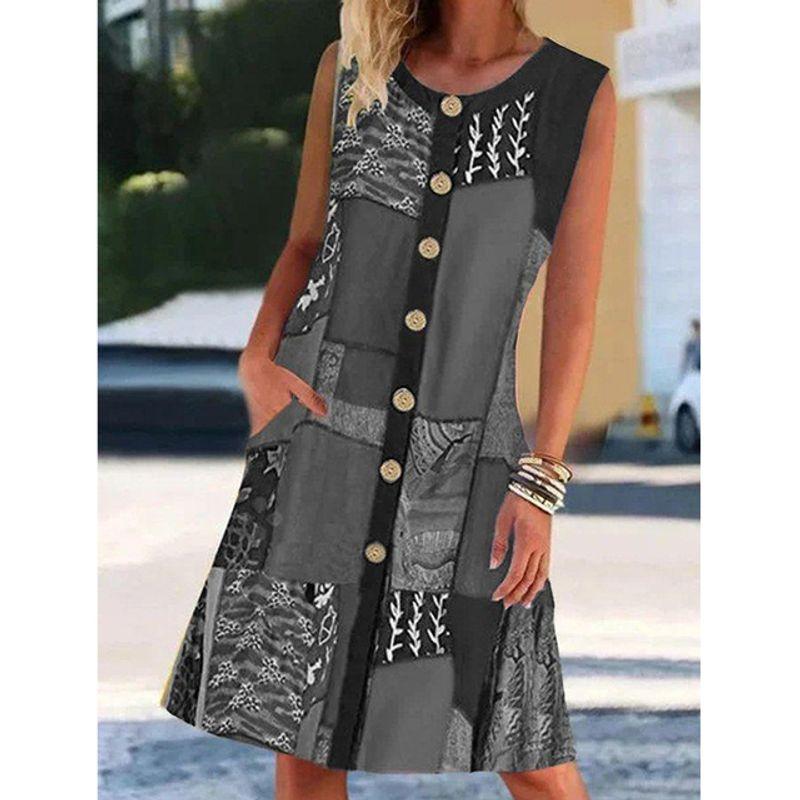 

Contrast Pocket Dress Beach Dress Party Dresses for Women gray XL
