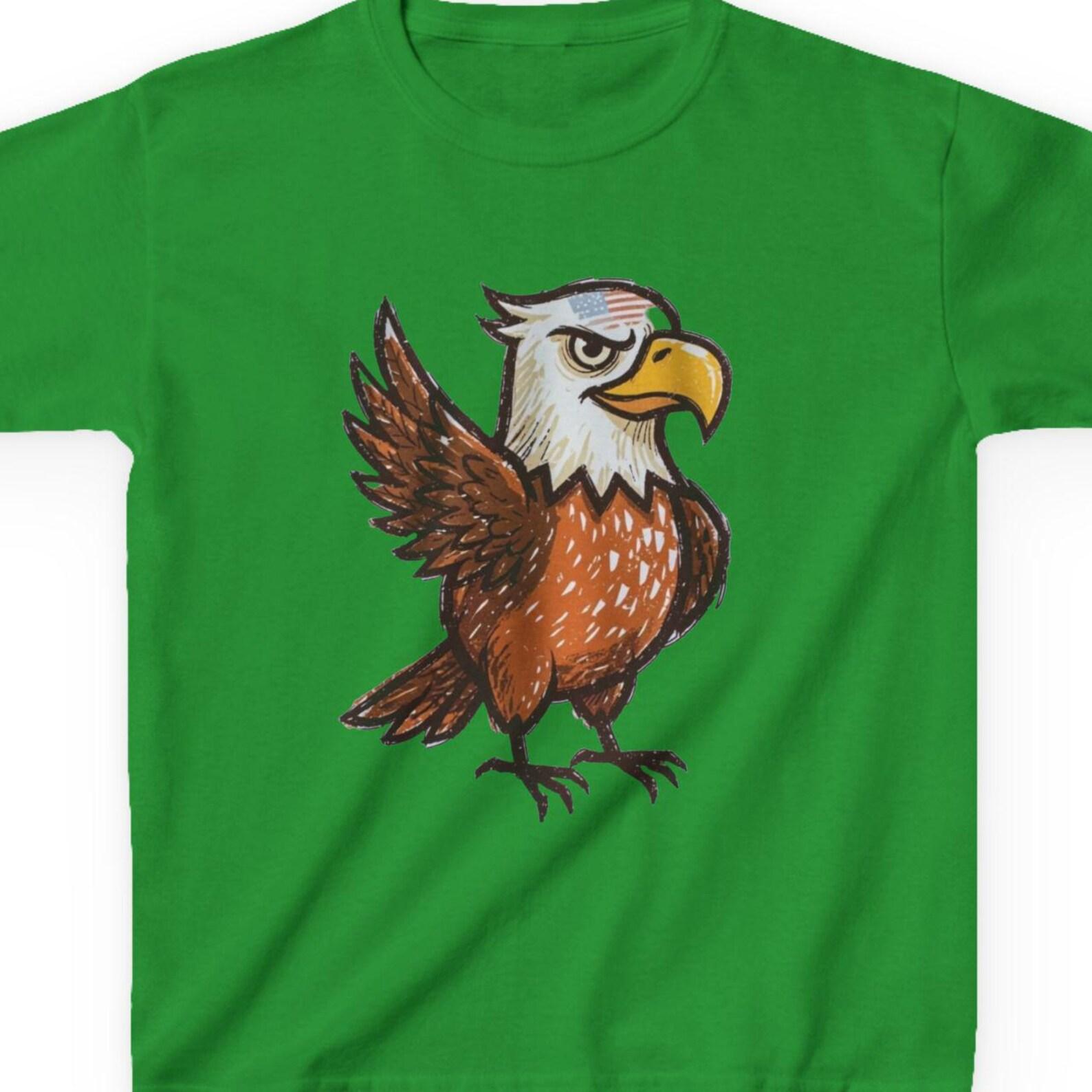 Hand Drawn Eagle Kids Tee | Flying Bald Eagle Graphic 100