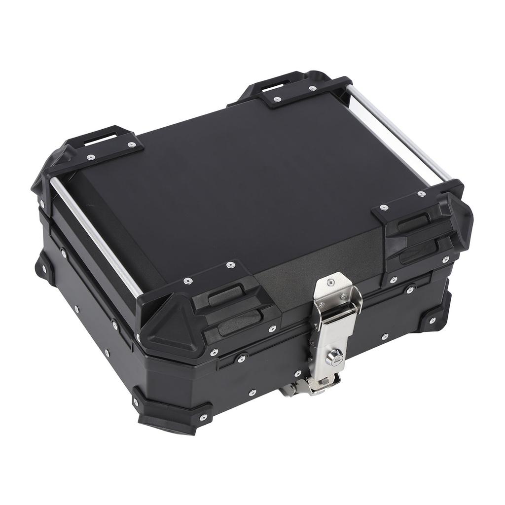 25L Motorcycle Top Box Aluminum Alloy Quick Release Water Resistant with Safety Lock Universal Rear Top Case for Helmet