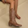 Fashion High-quality Fashion Women's Boots Pointy Women's Mid-calf Boots with Sleeves Embroidered Western Cowboy Boots Botas Para Mujer
