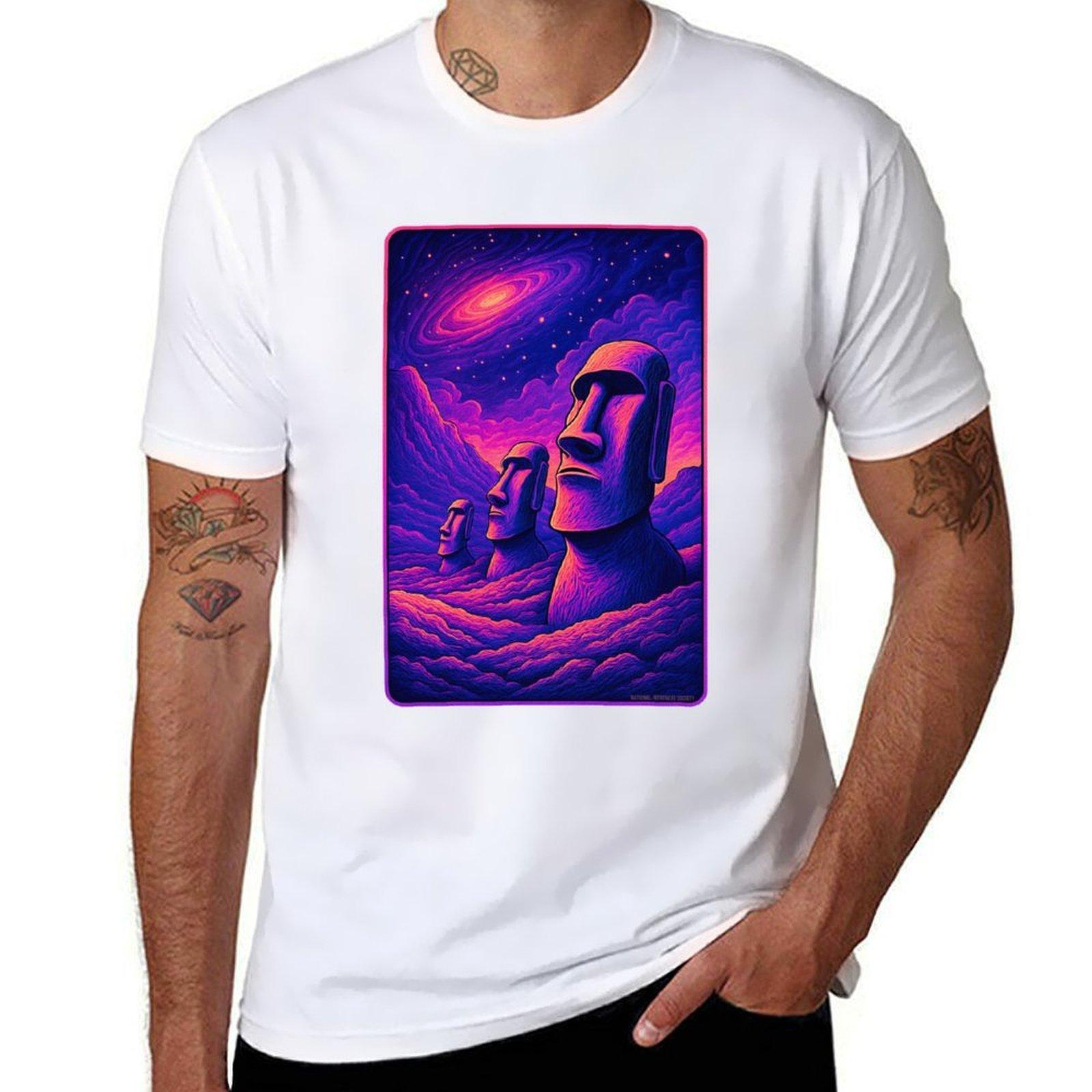 Easter Island Maoi Heads Psychadelic Rapa Nui Moai Statue Tshirt Custom Tshirts Funny Meme Tshirts T Shirt Unisex 100 Cotton S
