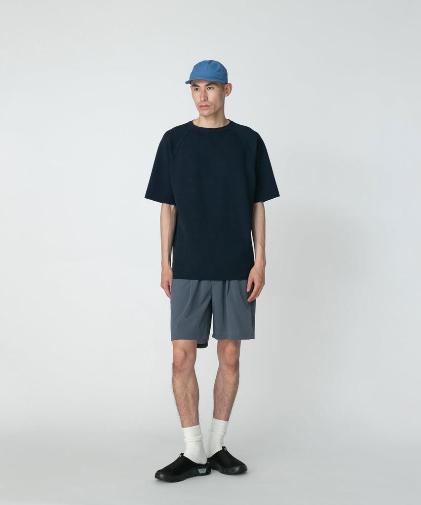 Snow Peak Knit Raglan Pullover Short Sleeve Size for Men and Women Co/Pe KN-25SU003 T-Shirt, Navy, S,