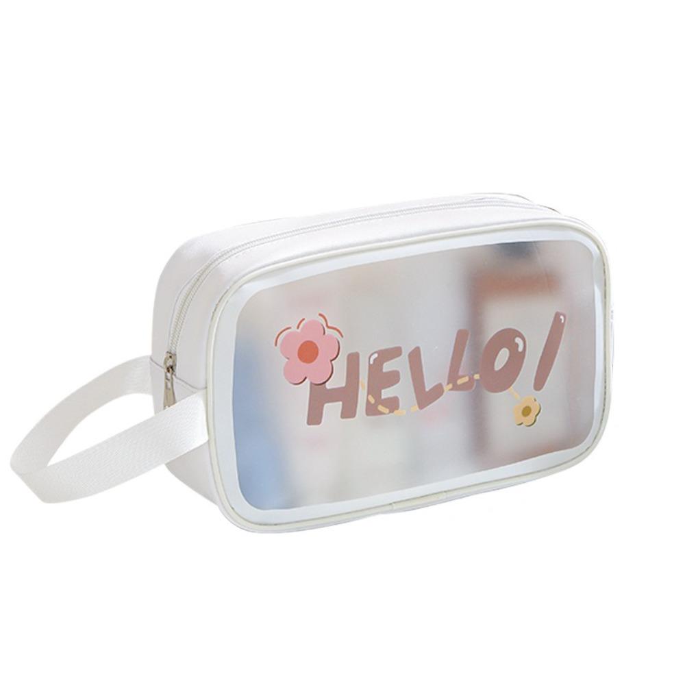 Large Capacity Cartoon PVC Cosmetic Bag Square Wash Pouch Cute Transparent Makeup Bag  Girl