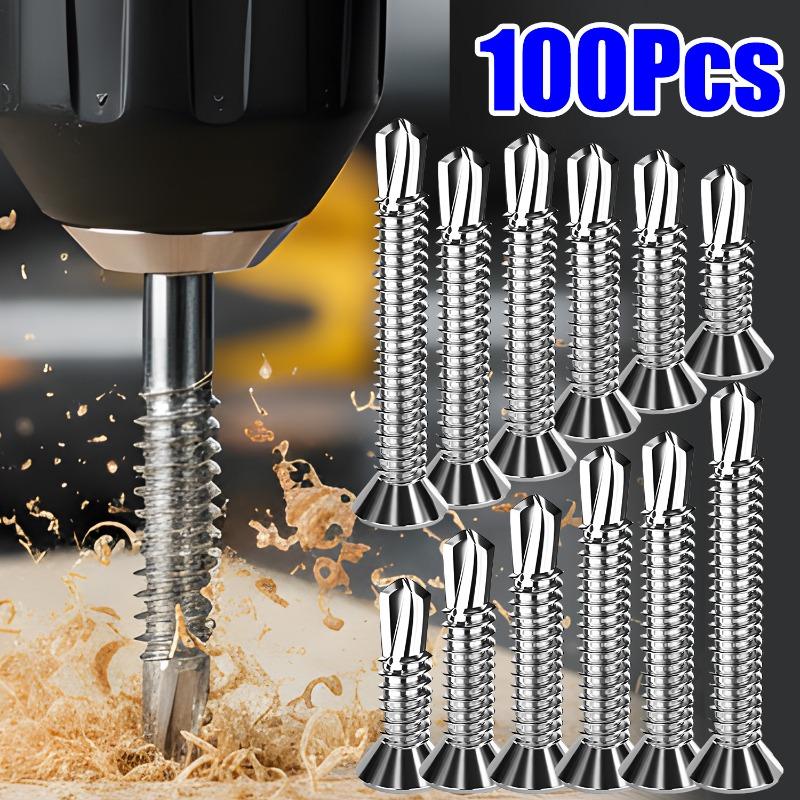 Cross Flat Head Self Tapping Screws Steel Self Drilling Screws Metal Wood Quick Fixing Fasteners Hardware For Home Repair Tools