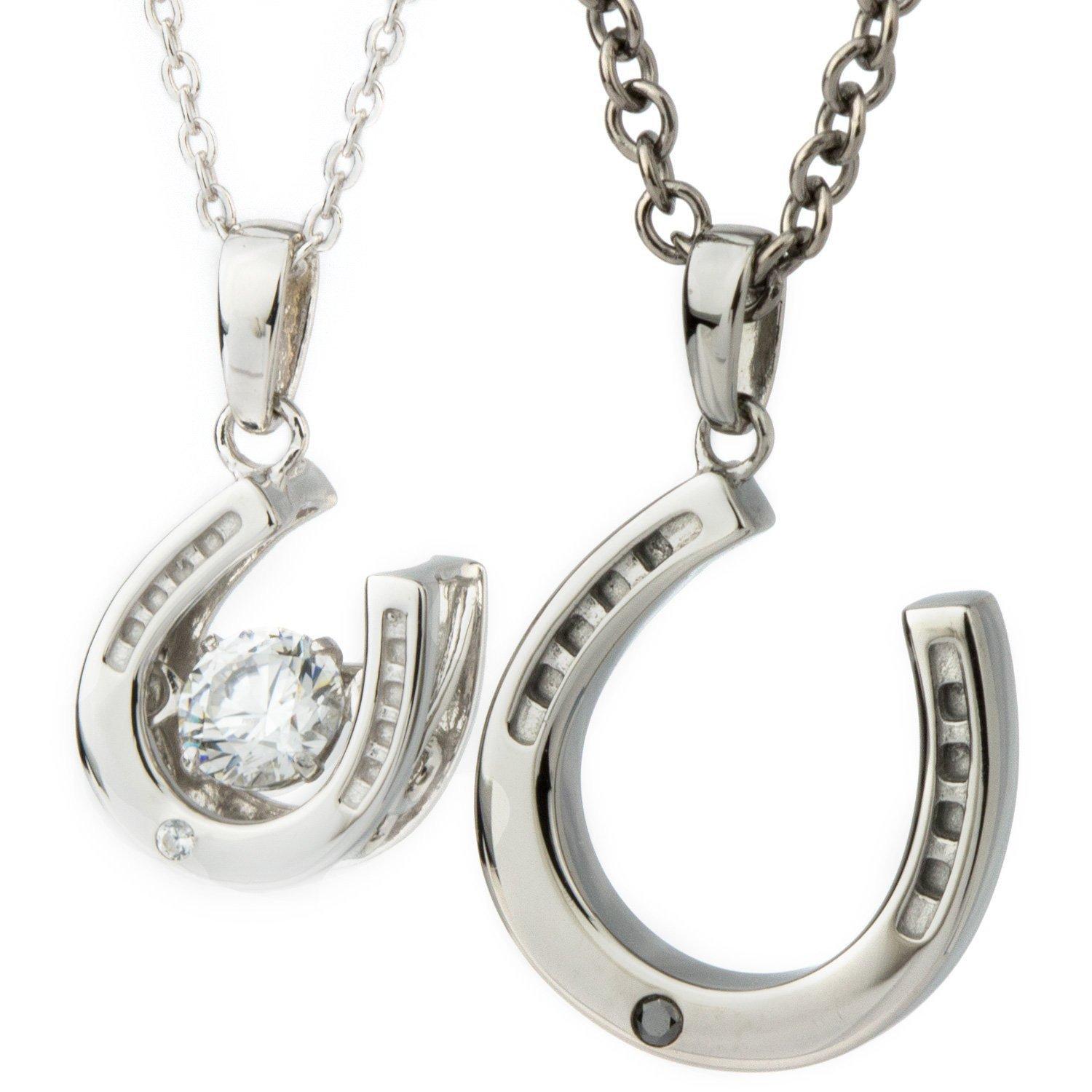 

Pair Necklaces, Silver SV925, Dancing Stone, Cubic Zirconia, Diamond, close to me, SN13-195 (Men s) / SN13-196 (Women s), Horseshoe Design, Pair Penda