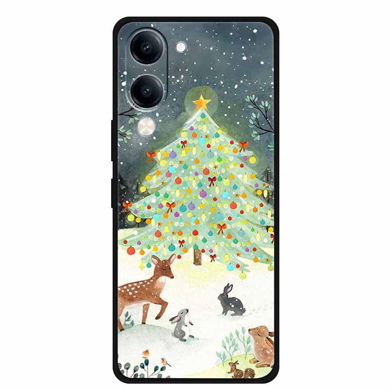 Christmas Case For Vivo Y04 Y04S Y37C Soft Silicone Phone Cover Funda For Vivo Y 04 04S 37C Black TPU Protective Bumper Casing