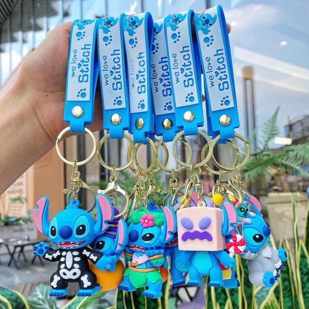 Cute Stitch Keychain Halloween Series Key Chain Backpack Pendant Accessories Gifts
