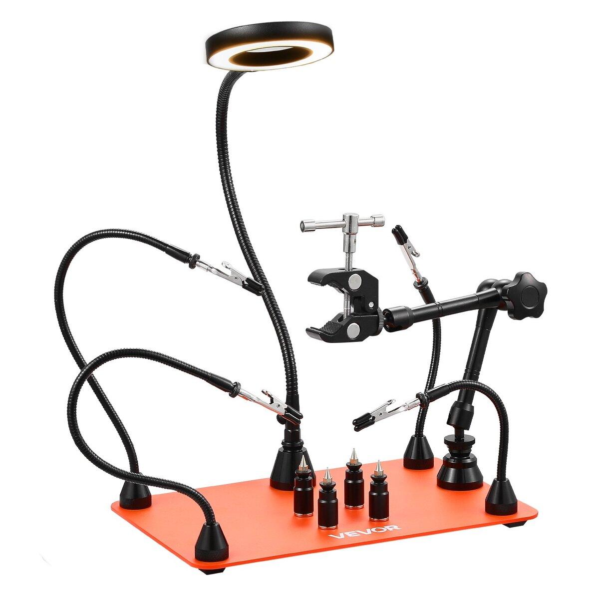 Mains Libres Magnétiques Station de Soudage Lampe Loupe 3X Support Pistolet à Air Chaud
