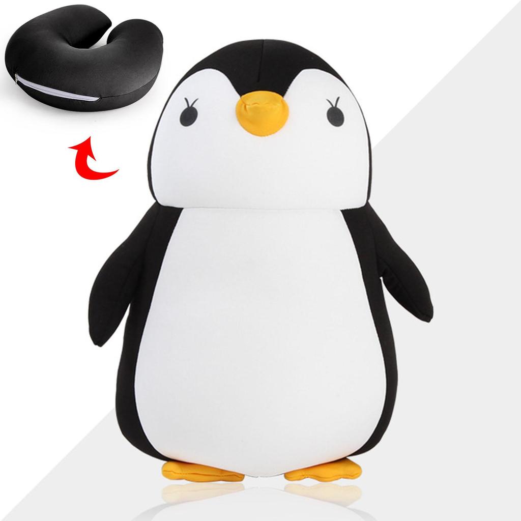 Deformable children U shape Travel Pillows for Airplane Penguins Cushion Plush Toy Neck Pillow for Car Office Nap Headrest