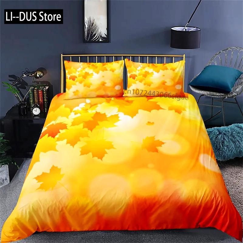 Comforter Canadian Maple Leaves Autumn Theme Bedding Set Microfiber Leaf Comforter Twin Full King For Kids Adult Bedroom