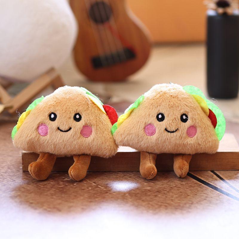 Bread Taco Plush Doll Keychain Bag Charm With Pp Cotton Fill For Gift Kids