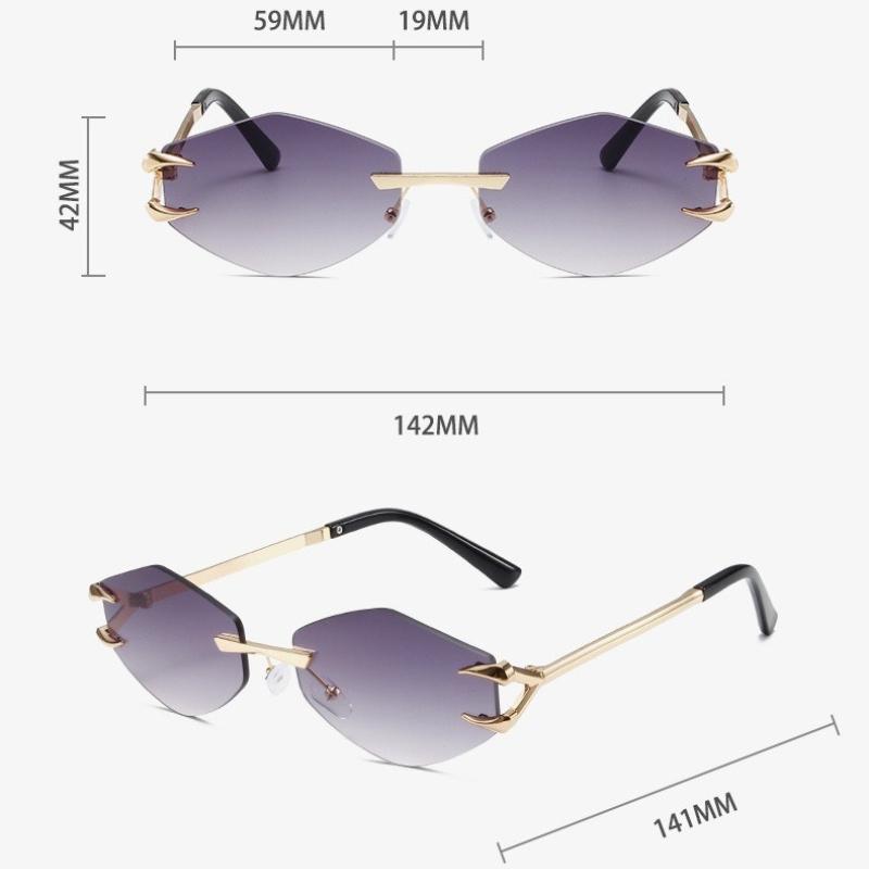 Neue rahmenlose polygonale Sonnenbrille Personalisierte Klauen-Zahn-Dekorationsbrille Outdoor Seaside Street Shooting Shades Brille