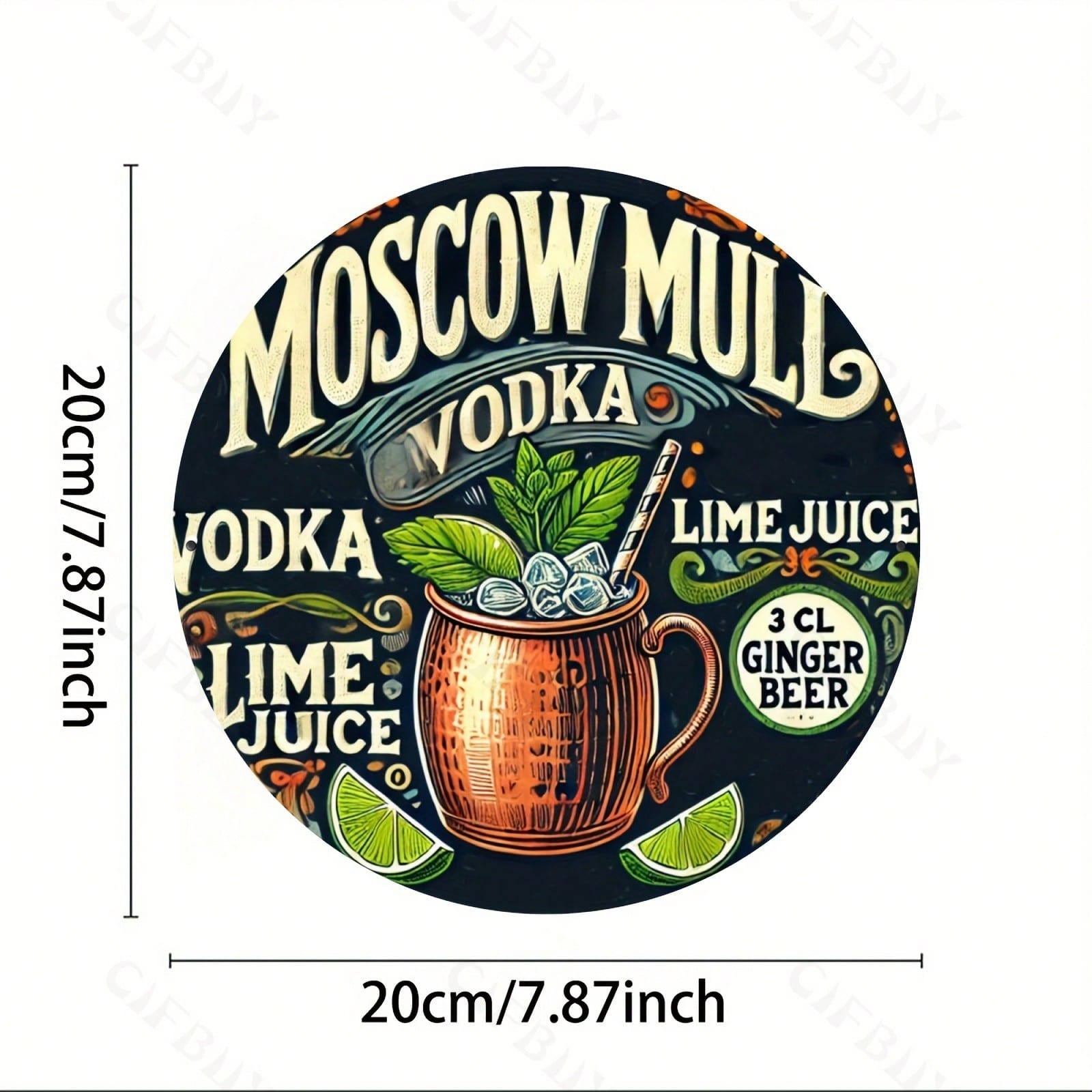 Винтажная металлическая табличка Moscow Mule 8x8 дюймов, круглая, алюминиевая, настенное искусство, декор, подарок